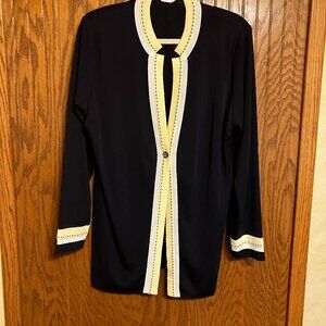 Exclusively Misook Woman Navy, Yellow & White Jacket 1X